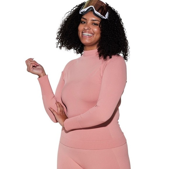 Halfdays Tops - Halfdays Johnson Top Women's Small S Coral Slim Fit Mock Neck Stretchy Baselayer